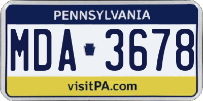 PA license plate MDA3678