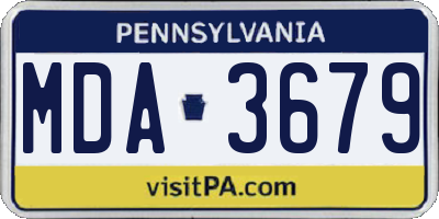 PA license plate MDA3679