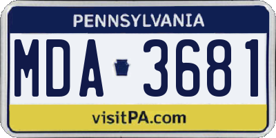 PA license plate MDA3681
