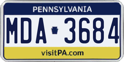 PA license plate MDA3684