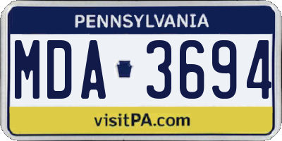 PA license plate MDA3694