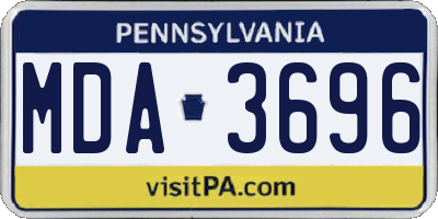 PA license plate MDA3696