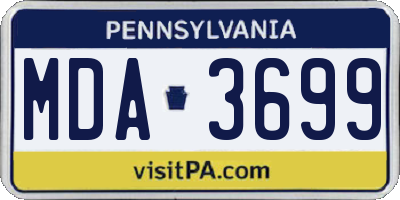 PA license plate MDA3699