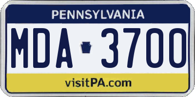 PA license plate MDA3700
