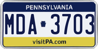 PA license plate MDA3703