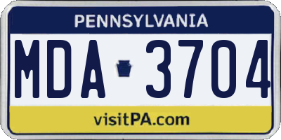 PA license plate MDA3704