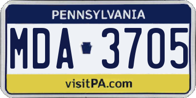 PA license plate MDA3705