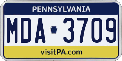 PA license plate MDA3709