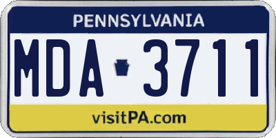 PA license plate MDA3711