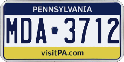 PA license plate MDA3712