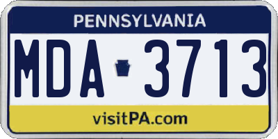 PA license plate MDA3713