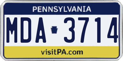 PA license plate MDA3714