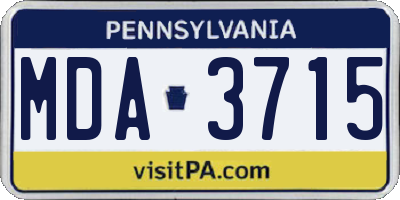 PA license plate MDA3715