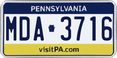 PA license plate MDA3716