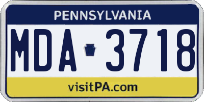 PA license plate MDA3718