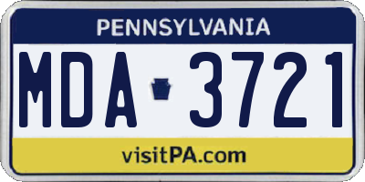 PA license plate MDA3721