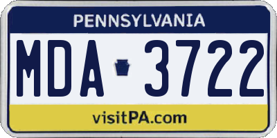 PA license plate MDA3722