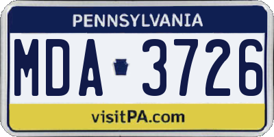 PA license plate MDA3726