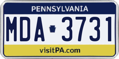 PA license plate MDA3731