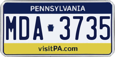 PA license plate MDA3735