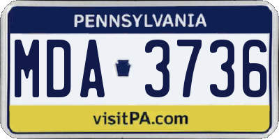 PA license plate MDA3736