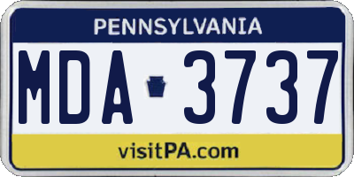 PA license plate MDA3737