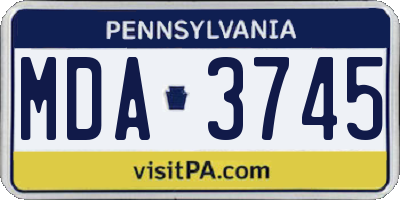 PA license plate MDA3745