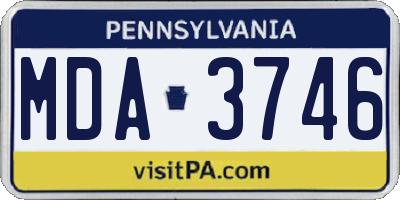 PA license plate MDA3746