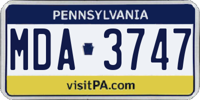 PA license plate MDA3747