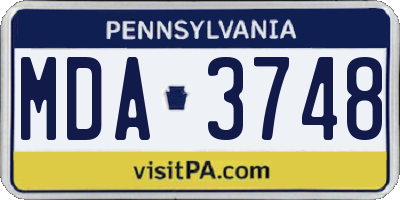 PA license plate MDA3748