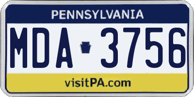 PA license plate MDA3756