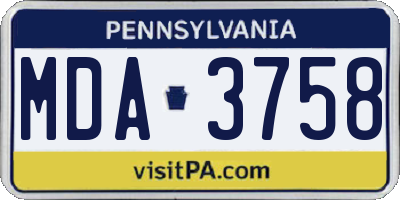 PA license plate MDA3758