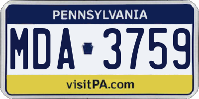 PA license plate MDA3759