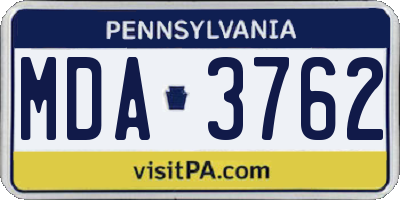 PA license plate MDA3762