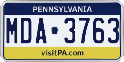 PA license plate MDA3763