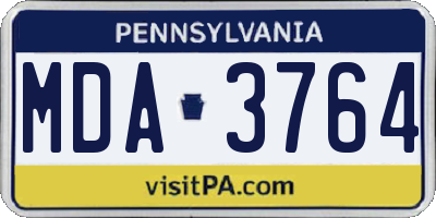 PA license plate MDA3764
