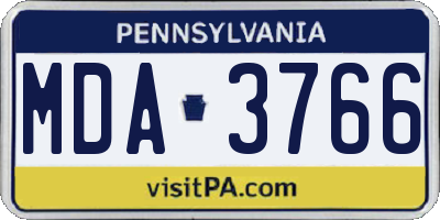 PA license plate MDA3766