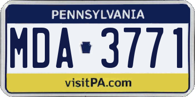 PA license plate MDA3771
