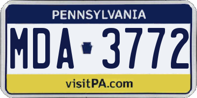 PA license plate MDA3772