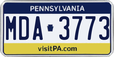 PA license plate MDA3773