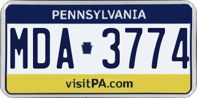 PA license plate MDA3774