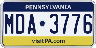 PA license plate MDA3776