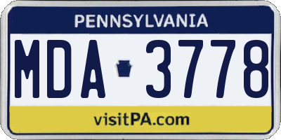 PA license plate MDA3778