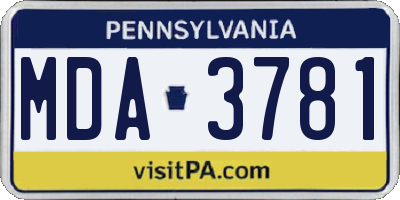 PA license plate MDA3781