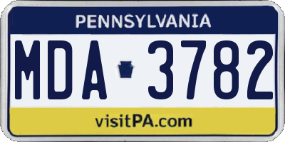 PA license plate MDA3782