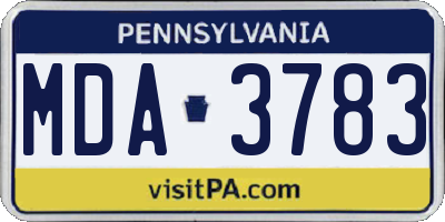 PA license plate MDA3783