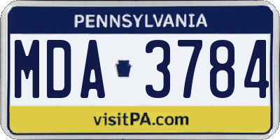 PA license plate MDA3784