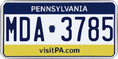 PA license plate MDA3785