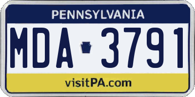 PA license plate MDA3791