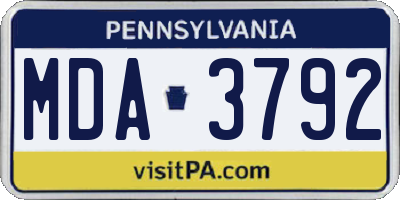 PA license plate MDA3792